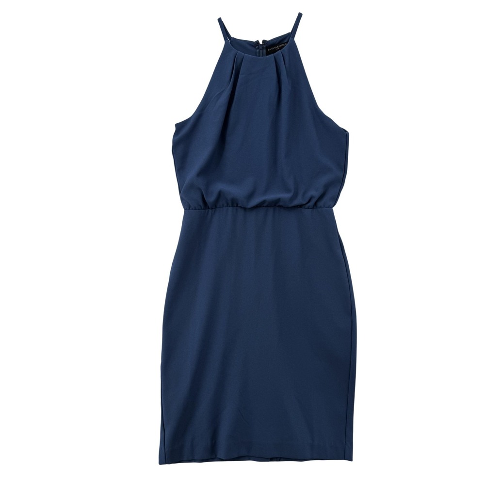 Banana Republic Dress Womens‎ 4 Blue Halter Sheath Cocktail Party Sleeveless New
